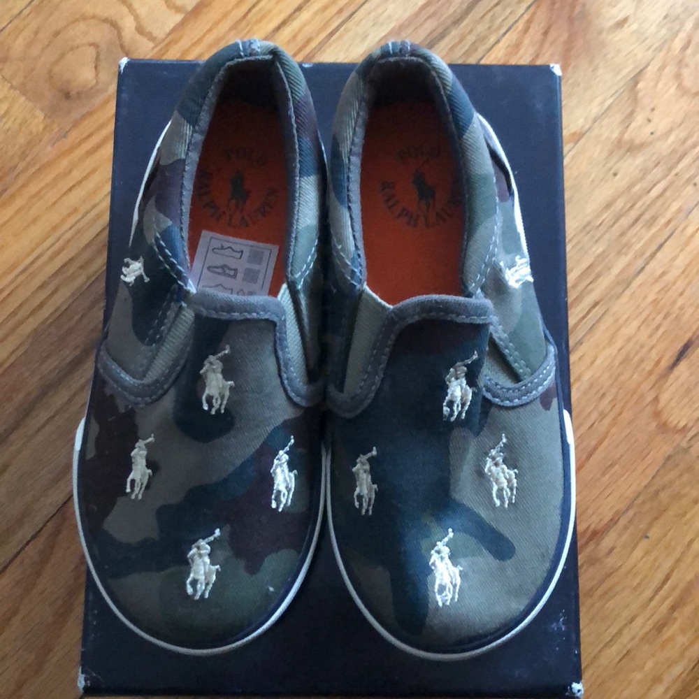 Polo RL Camo slipon Boys sneakers Size9 Brand New